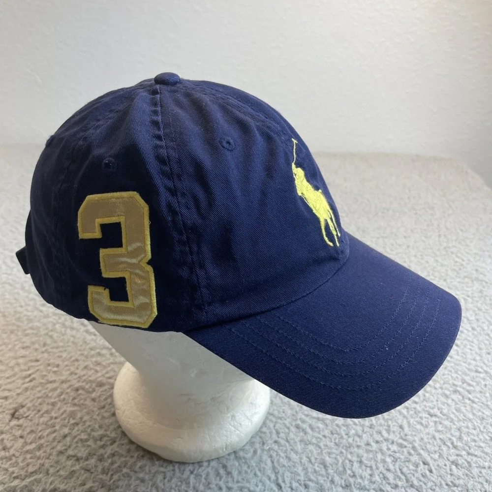 VINTAGE Ralph Lauren Polo Hat Cap Strap Back Blue Big Pony Kids‎ Boys Youth Golf